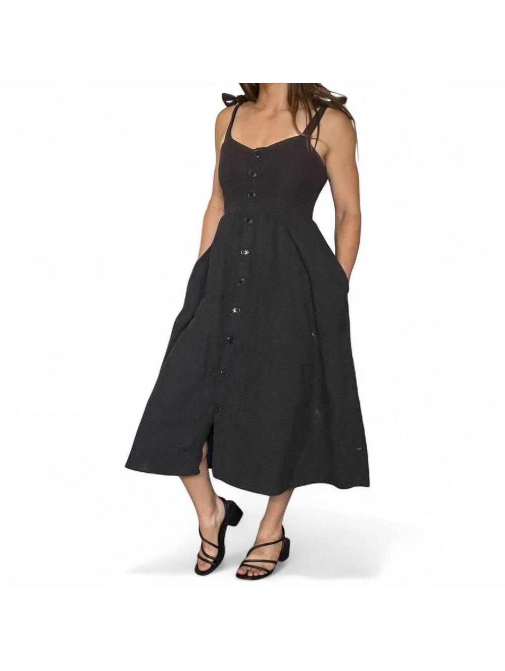 Urban Outfitters Black Smocked Midi Dress Size Small
